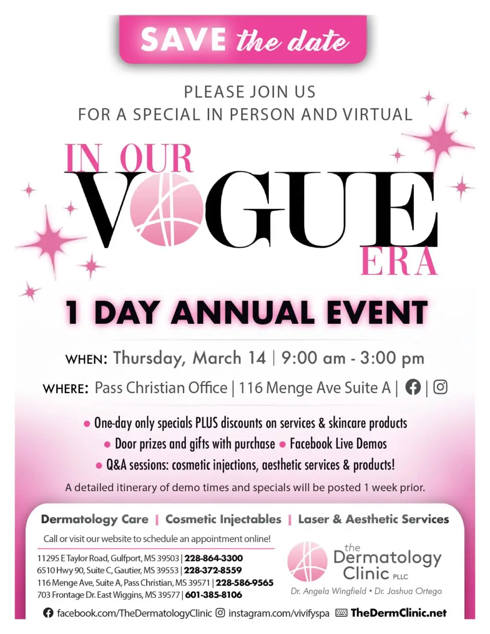 Save The Date – Thur., March 14 – In Our Vogue Era 1 Day Annual Event