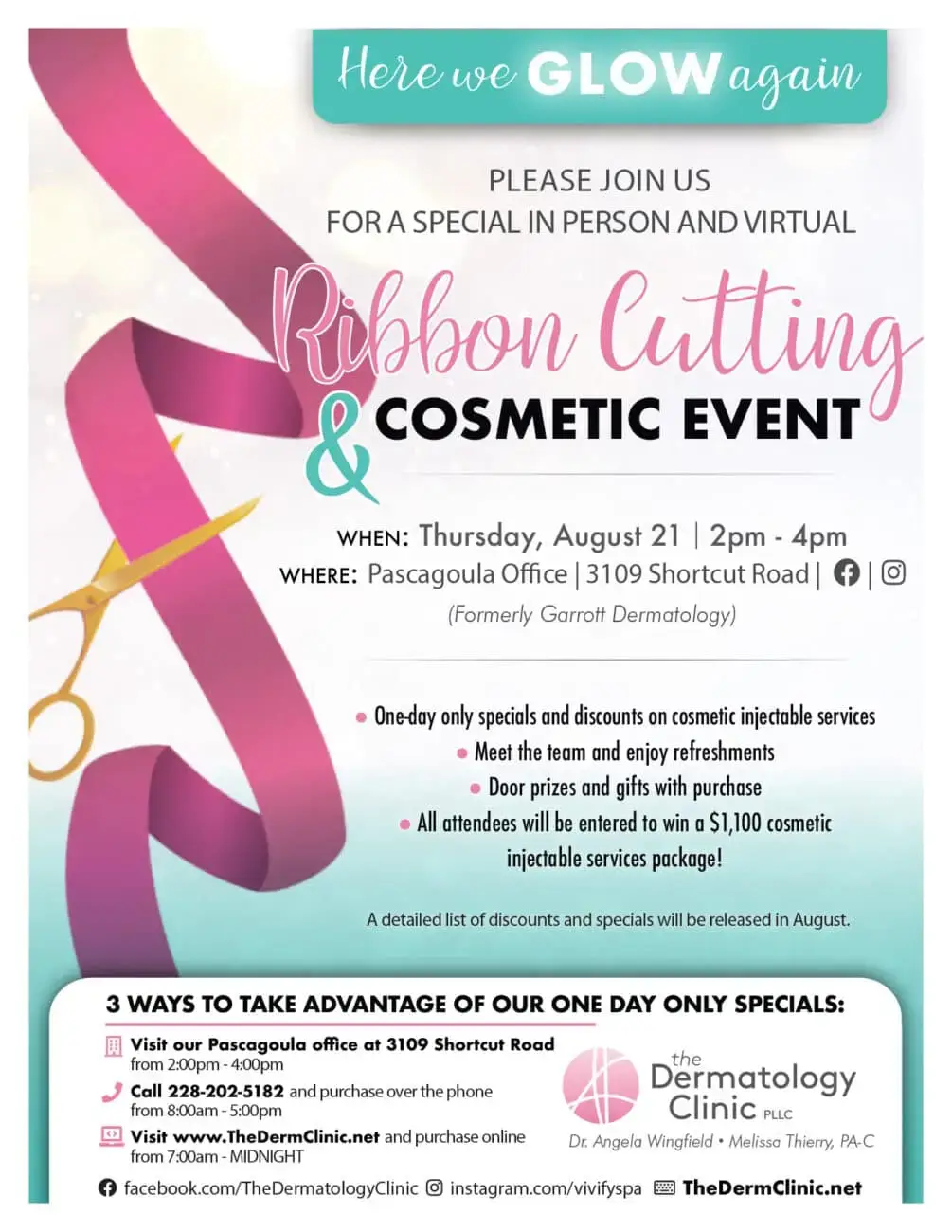 Pascagoula Ribbon Cutting & Cosmetic Event – Thur., Aug. 21